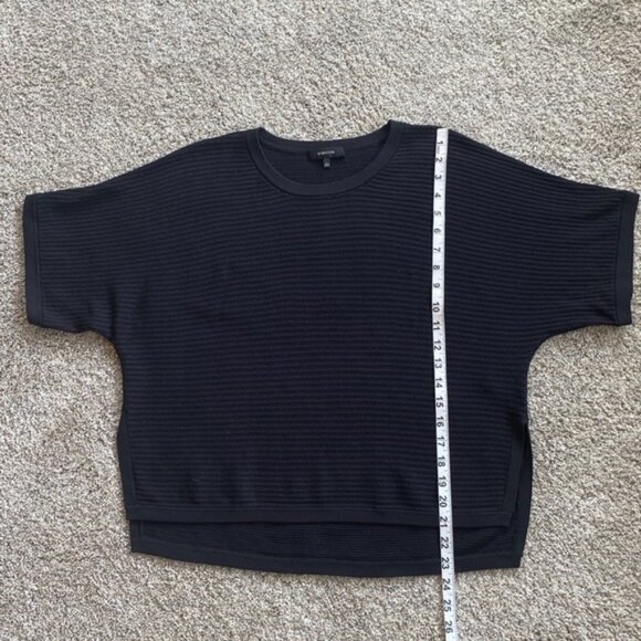 Aritzia Babaton "Donald" black hi low boxy oversized crop sweater top. Size L - Picture 11 of 11